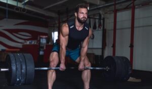 man barbell deadlift