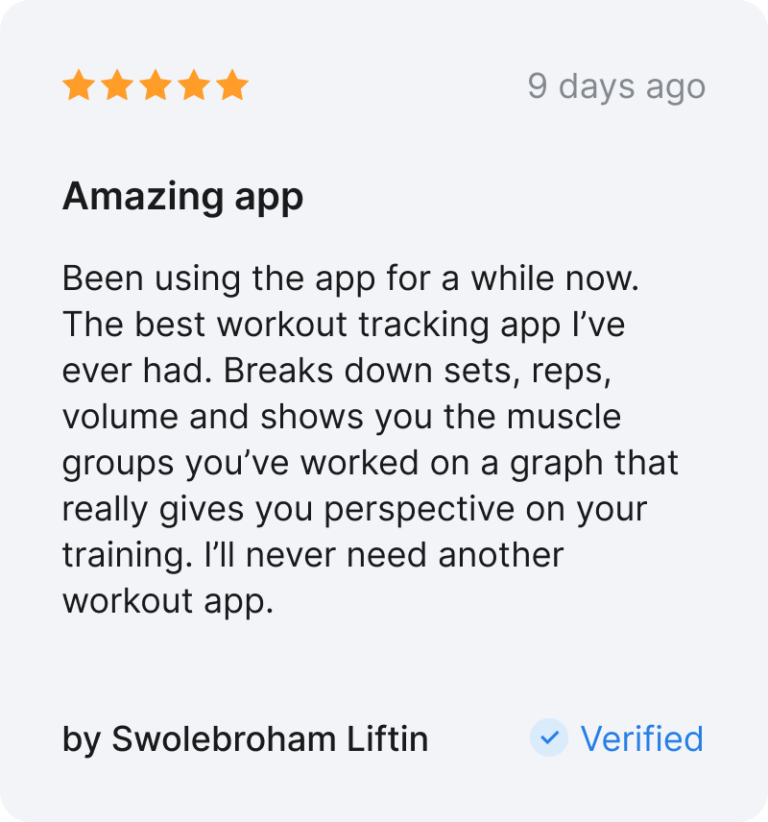 hevy app testimonial by user Swolebroham Liftin